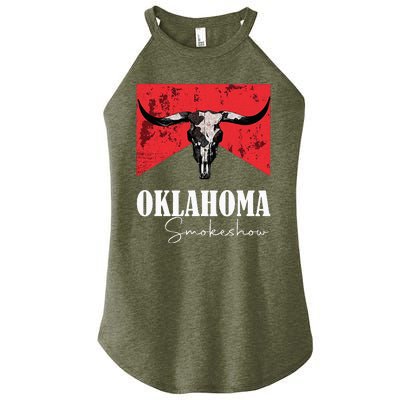 Boho Bull Skull Cow Oklahoma Smokeshow Western Country Women's Perfect Tri Rocker Tank