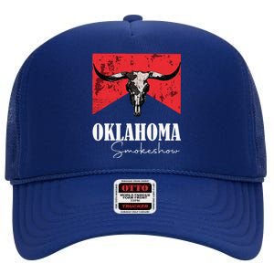 Boho Bull Skull Cow Oklahoma Smokeshow Western Country High Crown Mesh Back Trucker Hat