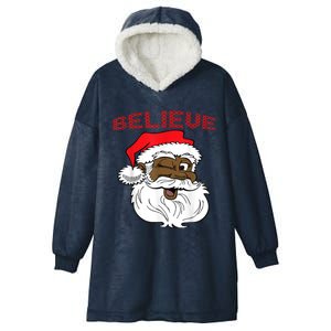 Black Believe Santa Claus Gift Great Gift Fun African American Santa Hooded Wearable Blanket