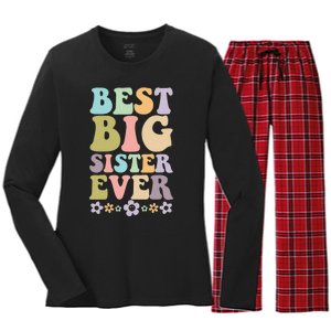  Best Big Sister Ever 's baby announcement idea Women's Long Sleeve Flannel Pajama Set 