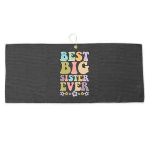  Best Big Sister Ever 's baby announcement idea Large Microfiber Waffle Golf Towel