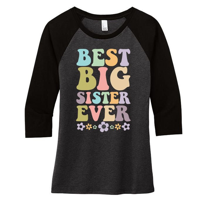  Best Big Sister Ever 's baby announcement idea Women's Tri-Blend 3/4-Sleeve Raglan Shirt