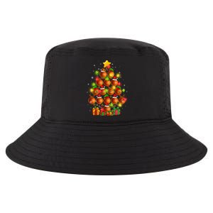 Basketball Balls Santa Claus And Elf Hat Christmas Tree Lights Gift Cool Comfort Performance Bucket Hat