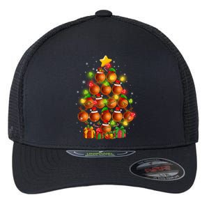 Basketball Balls Santa Claus And Elf Hat Christmas Tree Lights Gift Flexfit Unipanel Trucker Cap