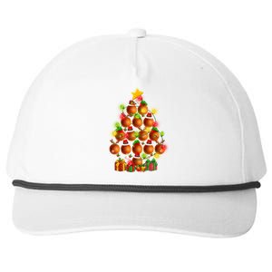 Basketball Balls Santa Claus And Elf Hat Christmas Tree Lights Gift Snapback Five-Panel Rope Hat