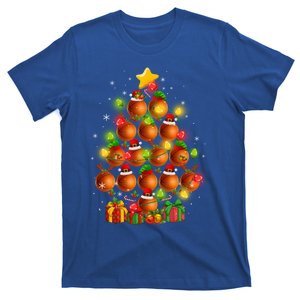 Basketball Balls Santa Claus And Elf Hat Christmas Tree Lights Gift T-Shirt