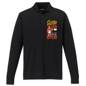 Basketball Bball Sloth Sloth Basketball Team WeLl Get There Performance Long Sleeve Polo