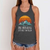 Be Brave Stay Wild Outdoors Adventure Hiking Women's Knotted Racerback Tank