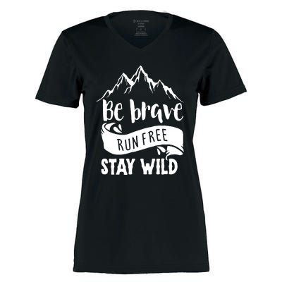 Be Brave Stay Wild Family Love Women's Momentum V-Neck T-Shirt