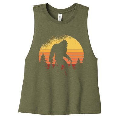 Bigfoot Believer Silhouette Sasquatch Women's Racerback Cropped Tank