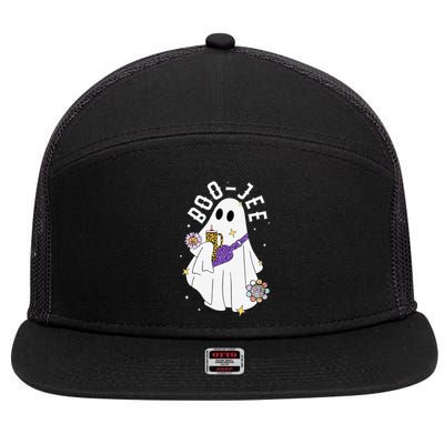 Boujee BooJee Spooky Season Cute Ghost Halloween Costume 7 Panel Mesh Trucker Snapback Hat