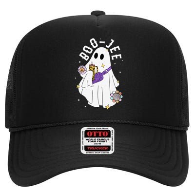 Boujee BooJee Spooky Season Cute Ghost Halloween Costume High Crown Mesh Back Trucker Hat