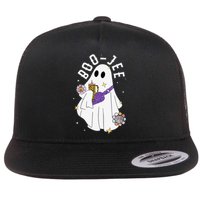 Boujee BooJee Spooky Season Cute Ghost Halloween Costume Flat Bill Trucker Hat