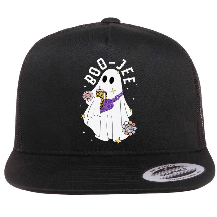 Boujee BooJee Spooky Season Cute Ghost Halloween Costume Flat Bill Trucker Hat