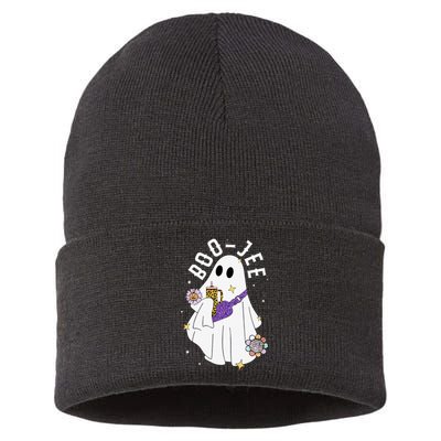 Boujee BooJee Spooky Season Cute Ghost Halloween Costume Sustainable Knit Beanie