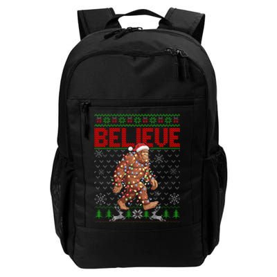 Believe Bigfoot Santa Ugly Christmas Tree Lights Sasquatch Daily Commute Backpack