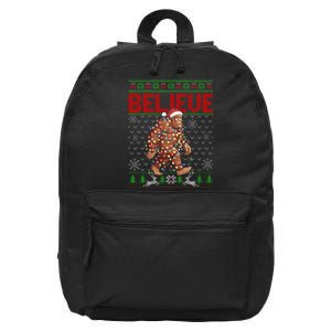 Believe Bigfoot Santa Ugly Christmas Tree Lights Sasquatch 16 in Basic Backpack