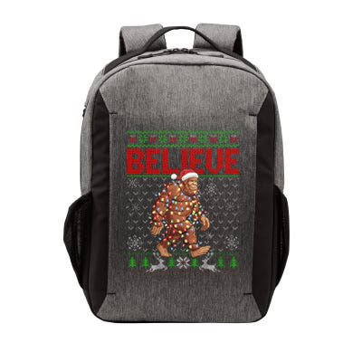 Believe Bigfoot Santa Ugly Christmas Tree Lights Sasquatch Vector Backpack