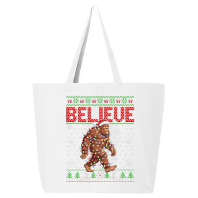 Believe Bigfoot Santa Ugly Christmas Tree Lights Sasquatch 25L Jumbo Tote