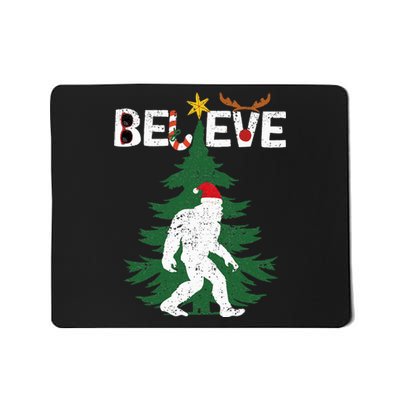 Believe Bigfoot Sasquatch Yeti Santa Hat Christmas Pajamas Mousepad