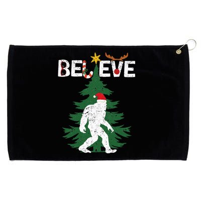 Believe Bigfoot Sasquatch Yeti Santa Hat Christmas Pajamas Grommeted Golf Towel