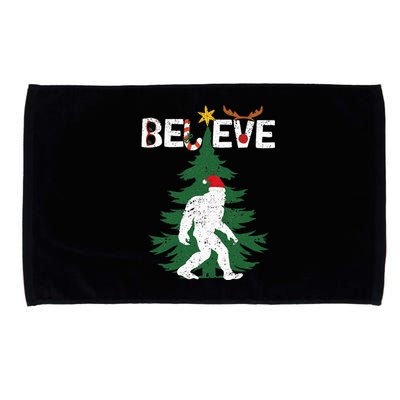 Believe Bigfoot Sasquatch Yeti Santa Hat Christmas Pajamas Microfiber Hand Towel