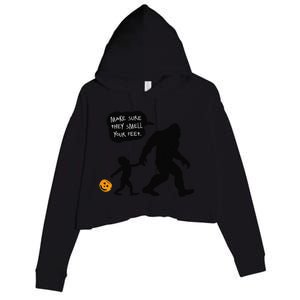 Baby Bigfoot Smell My Feet Halloween Crop Fleece Hoodie