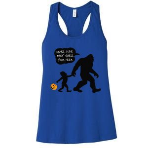 Baby Bigfoot Smell My Feet Halloween Women's Racerback Tank