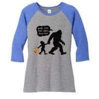 Baby Bigfoot Smell My Feet Halloween Women's Tri-Blend 3/4-Sleeve Raglan Shirt