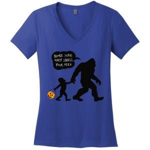 Baby Bigfoot Smell My Feet Halloween Women's V-Neck T-Shirt