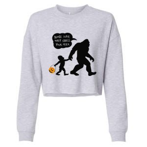 Baby Bigfoot Smell My Feet Halloween Cropped Pullover Crew