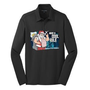 Badass Biker Santa Have A Cool Yule Christmas Gift Silk Touch Performance Long Sleeve Polo