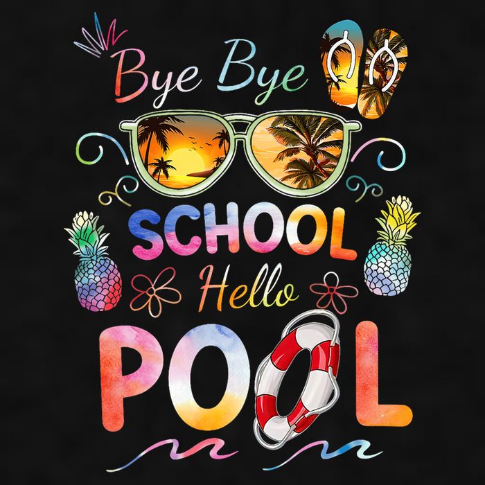 Bye Bye School Hello Pool Funny Summer Vacation Pool School Ladies PosiCharge Tri-Blend Wicking Tank