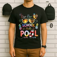 Bye Bye School Hello Pool Funny Summer Vacation Pool School T-Shirt