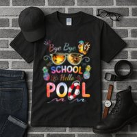 Bye Bye School Hello Pool Funny Summer Vacation Pool School Tall T-Shirt