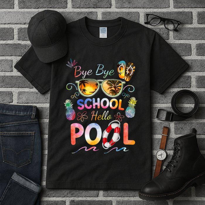 Bye Bye School Hello Pool Funny Summer Vacation Pool School Tall T-Shirt