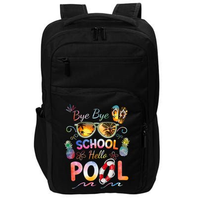 Bye Bye School Hello Pool Funny Summer Vacation Pool School Impact Tech Backpack