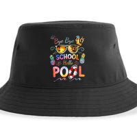 Bye Bye School Hello Pool Funny Summer Vacation Pool School Sustainable Bucket Hat