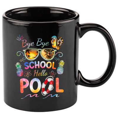 Bye Bye School Hello Pool Funny Summer Vacation Pool School 11oz C Handle Ceramic Mug