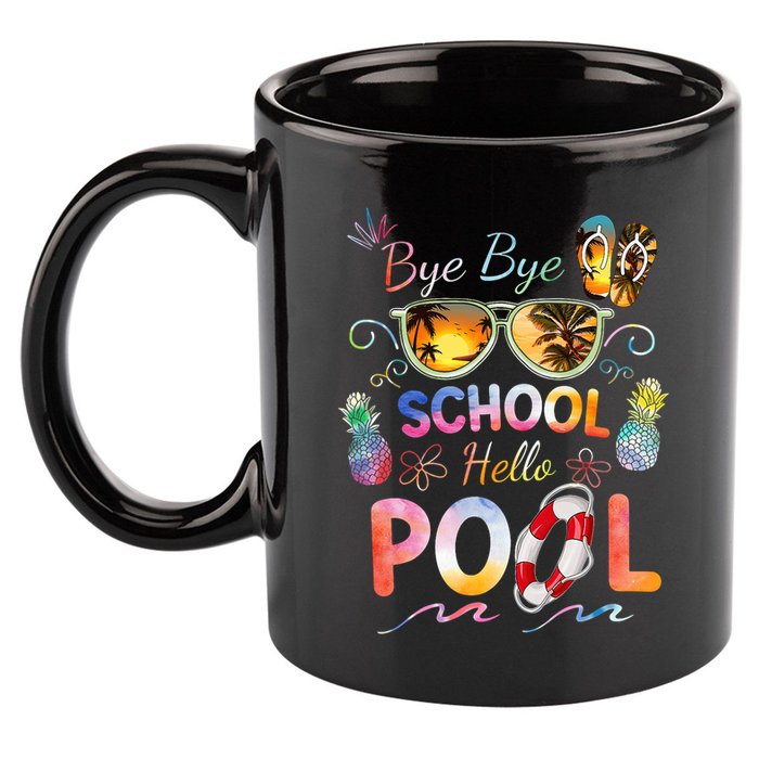 Bye Bye School Hello Pool Funny Summer Vacation Pool School 11oz C Handle Ceramic Mug