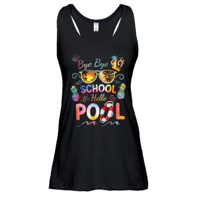 Bye Bye School Hello Pool Funny Summer Vacation Pool School Ladies Essential Flowy Tank