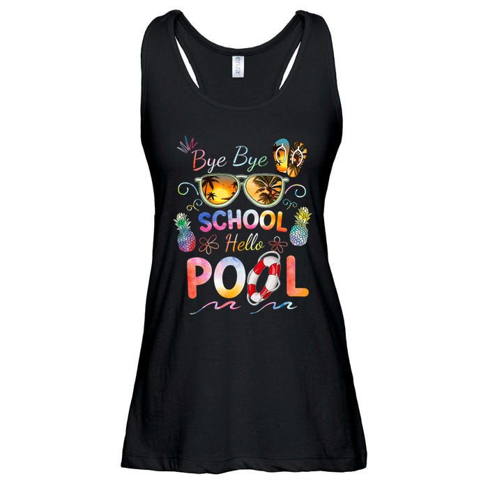 Bye Bye School Hello Pool Funny Summer Vacation Pool School Ladies Essential Flowy Tank