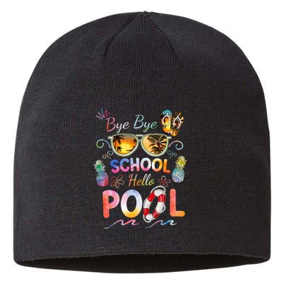 Bye Bye School Hello Pool Funny Summer Vacation Pool School Sustainable Beanie