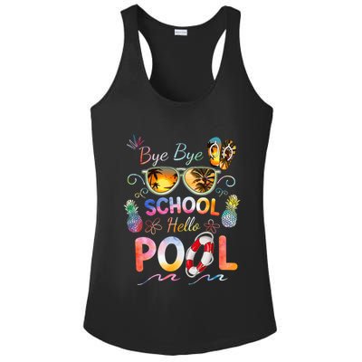 Bye Bye School Hello Pool Funny Summer Vacation Pool School Ladies PosiCharge Competitor Racerback Tank