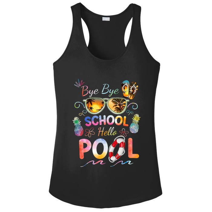 Bye Bye School Hello Pool Funny Summer Vacation Pool School Ladies PosiCharge Competitor Racerback Tank