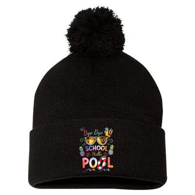 Bye Bye School Hello Pool Funny Summer Vacation Pool School Pom Pom 12in Knit Beanie