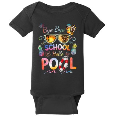 Bye Bye School Hello Pool Funny Summer Vacation Pool School Baby Bodysuit