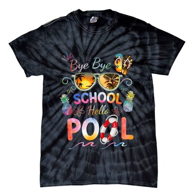 Bye Bye School Hello Pool Funny Summer Vacation Pool School Tie-Dye T-Shirt