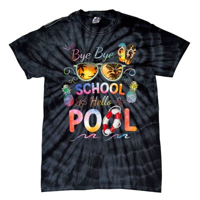 Bye Bye School Hello Pool Funny Summer Vacation Pool School Tie-Dye T-Shirt