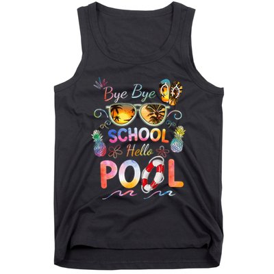 Bye Bye School Hello Pool Funny Summer Vacation Pool School Tank Top